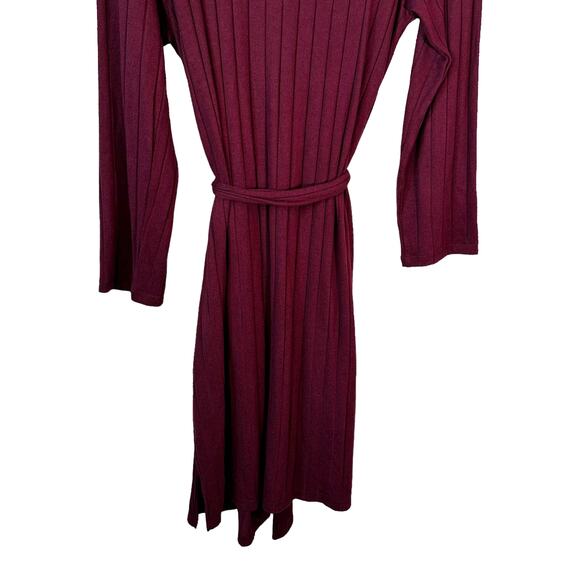 BP Nordstrom Womens Ribbed Lightweight Robe with Waist Tie Belt Burgundy XS Cozy - Picture 8 of 11